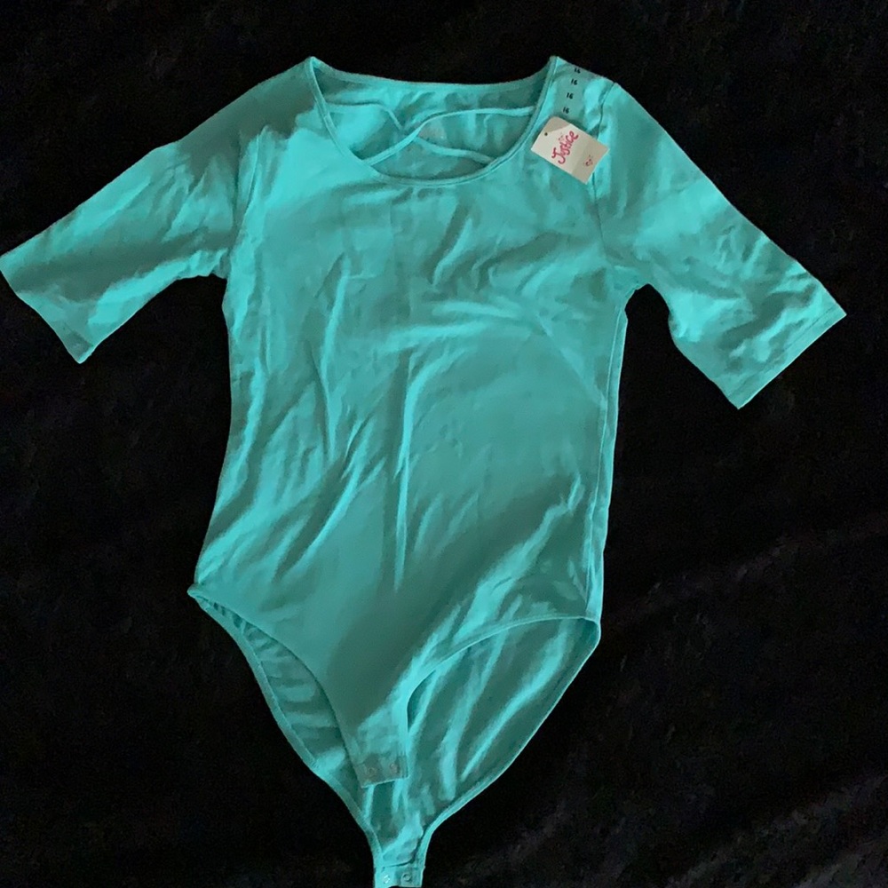 New Girls Justice Teal Crisscross Bodysuit